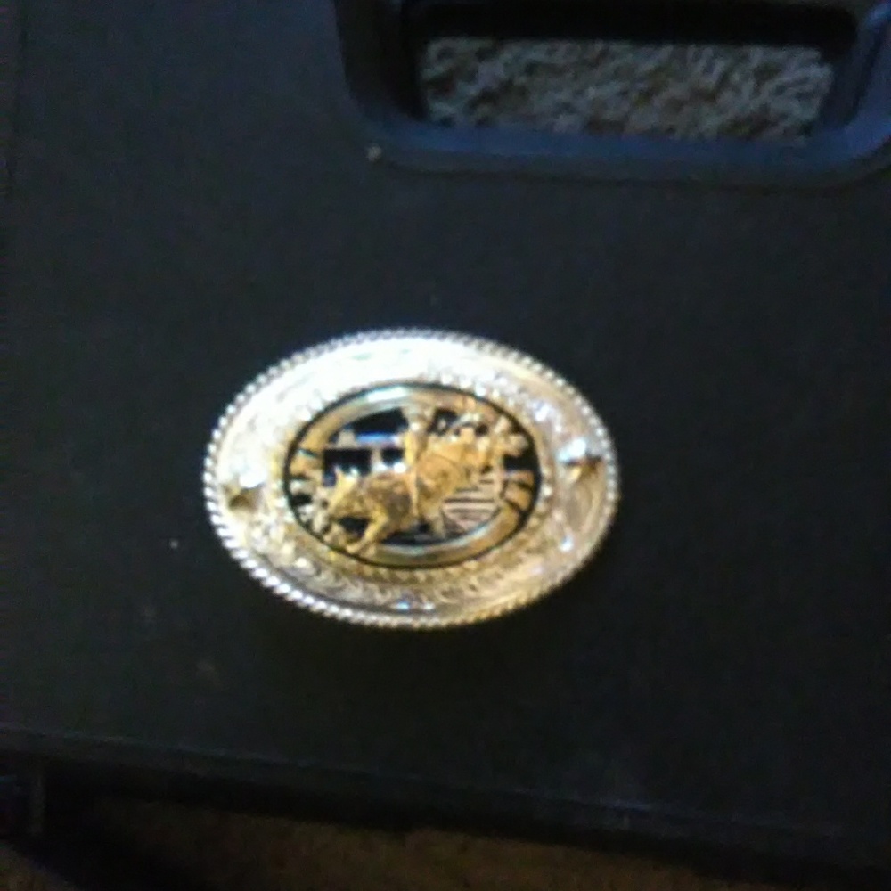 Silver strike bull rider belt buckle
